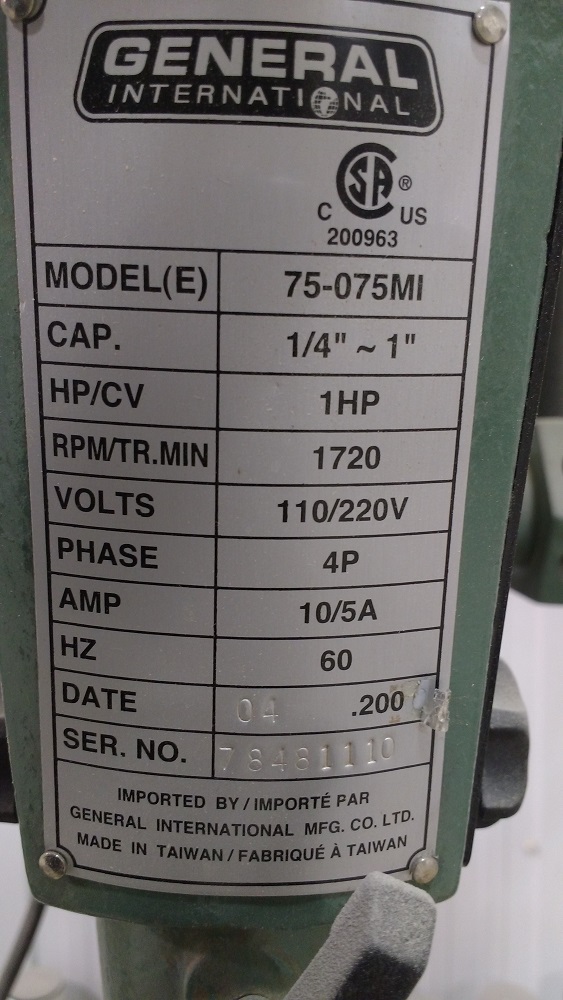 Mortaiseuse à bédane Général International 75-075 – Image 2
