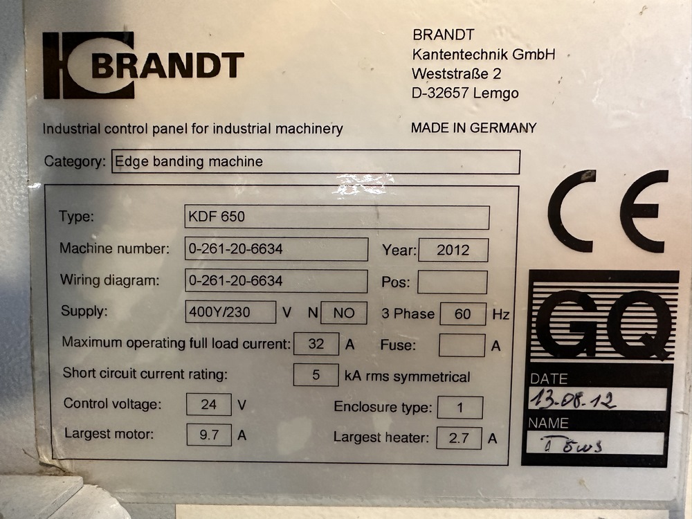 Plaqueuse de chants Brandt KDF-650, 2012 Pre-Milling – Image 3