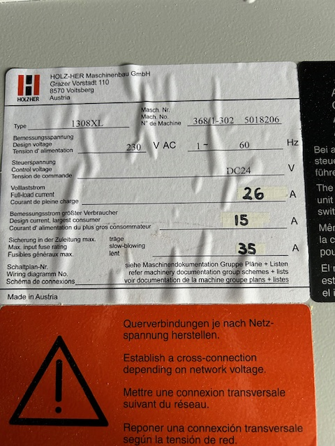 Edgeuse Holzher Modèle Auriga 1308 XL 2013 premilling 230 volts 1 phase – Image 15