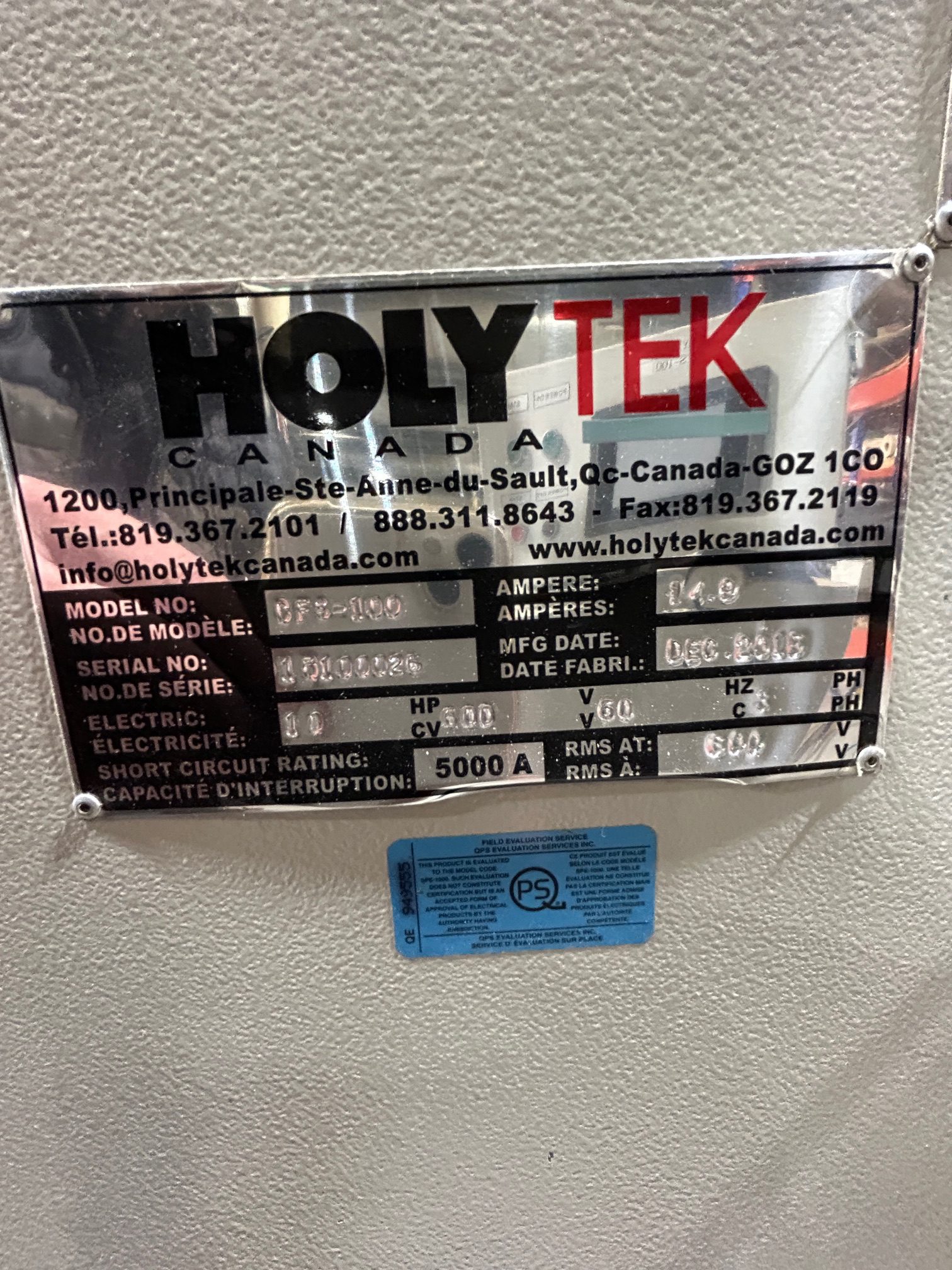 Ébouteuses Holytek CFS 100 , 2015 – Image 6