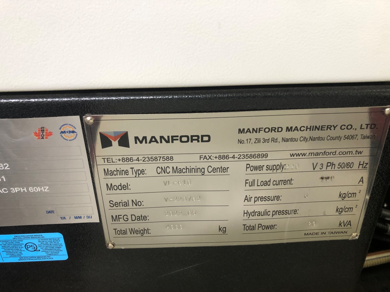 Centre d'usinage Cnc MANFORD VL-610 – Image 6